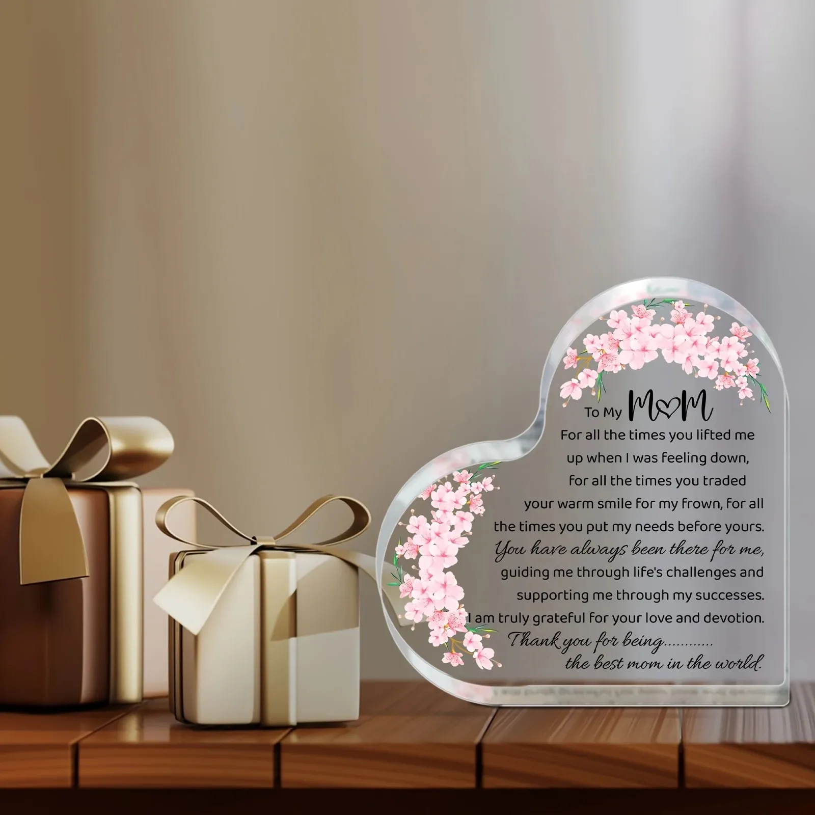 CIFBUY Acrylic Keepsake Box Desktop Ornament for Mom Decorative Storage Organizer No Battery Needed Home Office Display Case