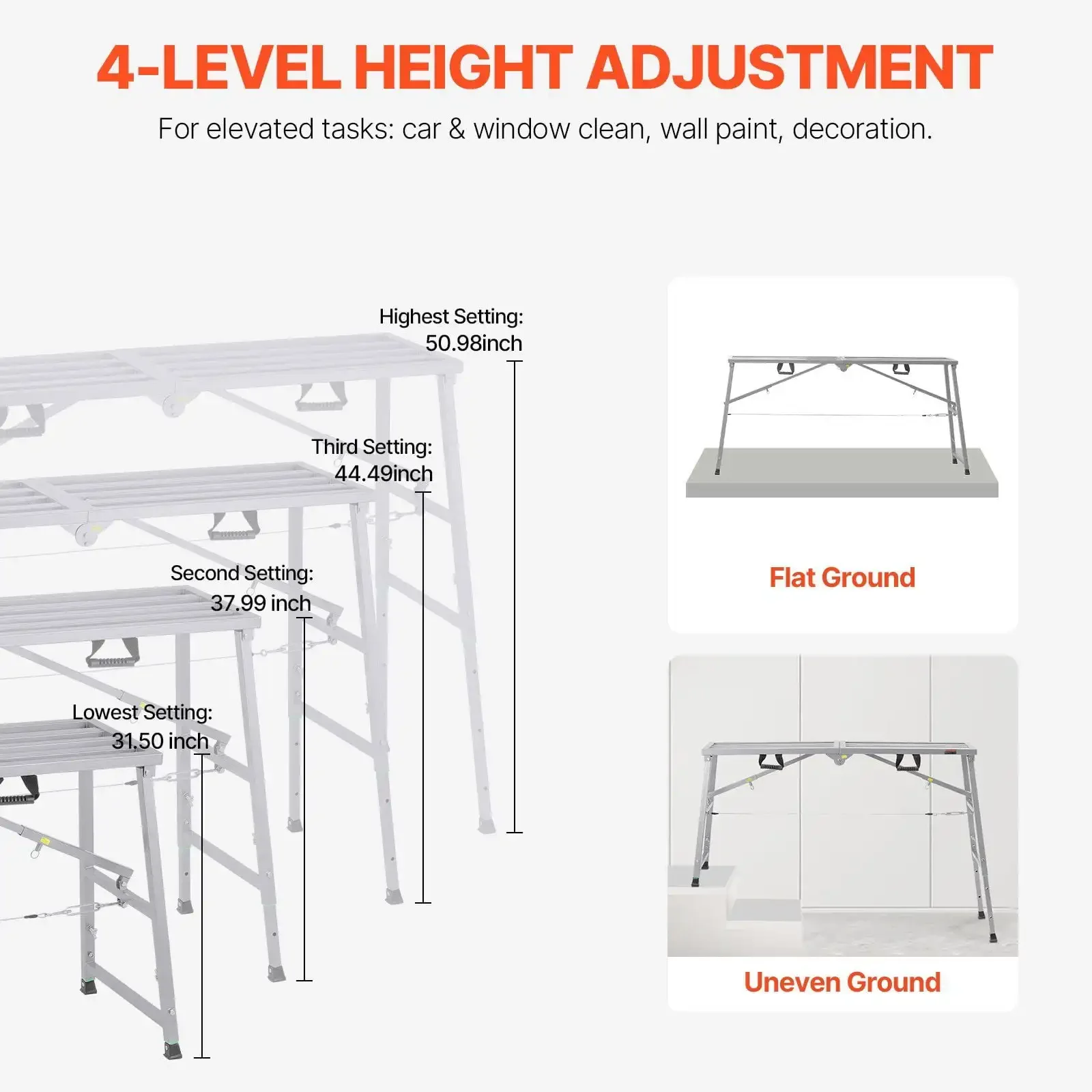 Platform Adjustable Height Portable Scaffolding Platform 800 lb Load