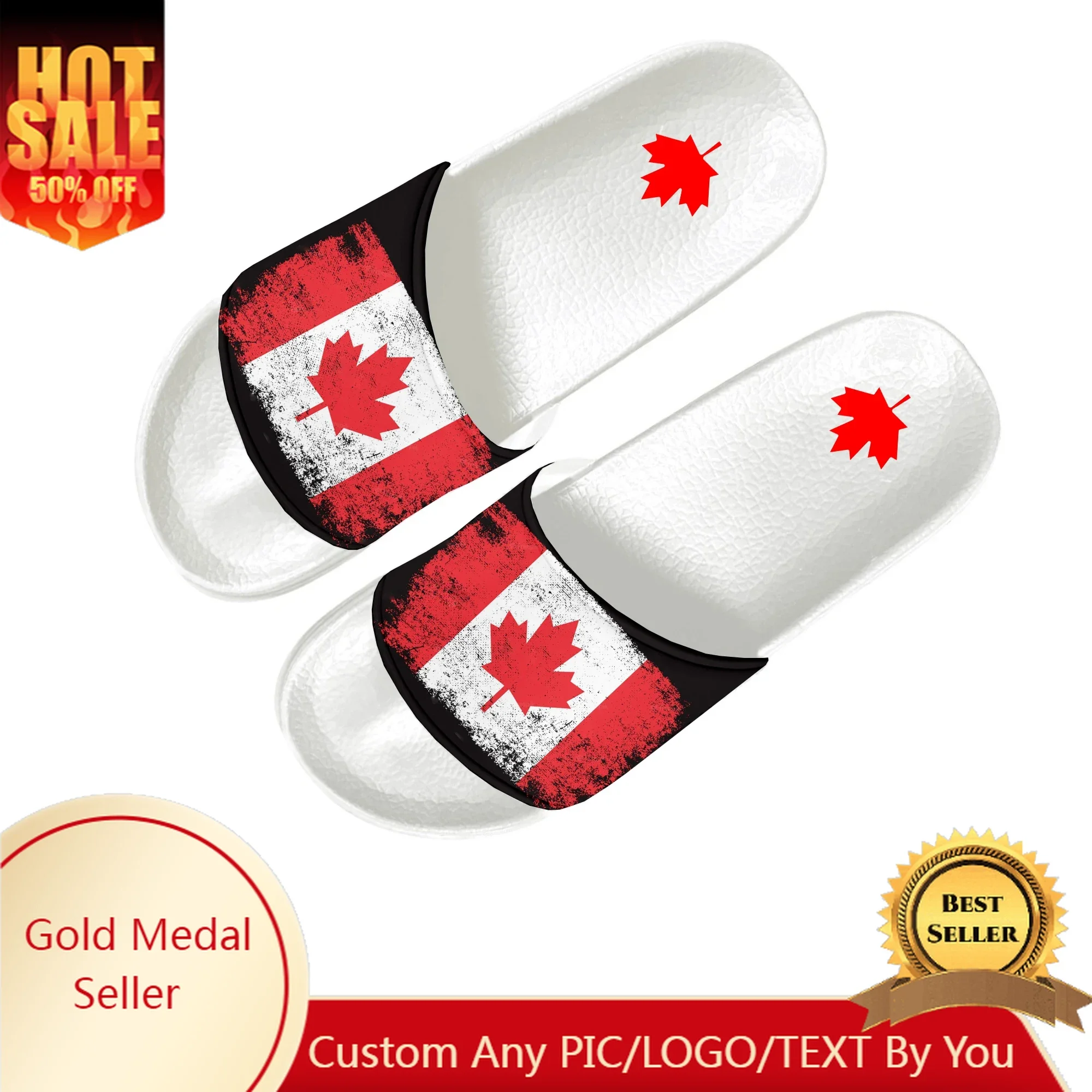 

Canadian Flag Slippers Home Water Shoes Men Women Teenagers Canada Bathroom Beach Pool Sandals Custom Summer Slipper