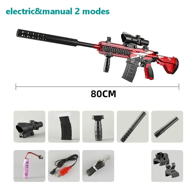 ปืนไฮโดรเจล M416ไฟฟ้า2โหมดปืนไรเฟิลซุ่มยิงอัตโนมัติปืนยิงลูกบอลน้ำอาวุธเพนท์บอลสำหรับเด็กผู้ใหญ่