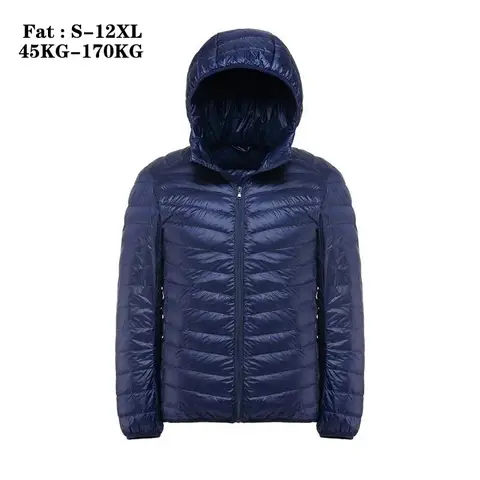 특대 11XL 12XL 남성 봄 재킷 품질 남성 울트라 라이트 다운 재킷 90% 화이트 오리 남성 후드 휴대용 재킷