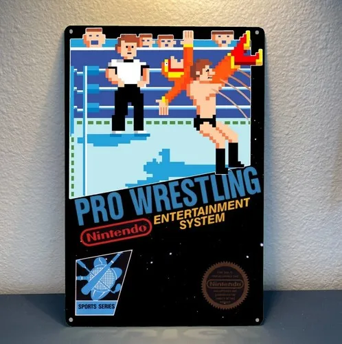 Y1, Pro Wrestling Nes Retro Video Game Metal Poster Tin Sign 20*30cm