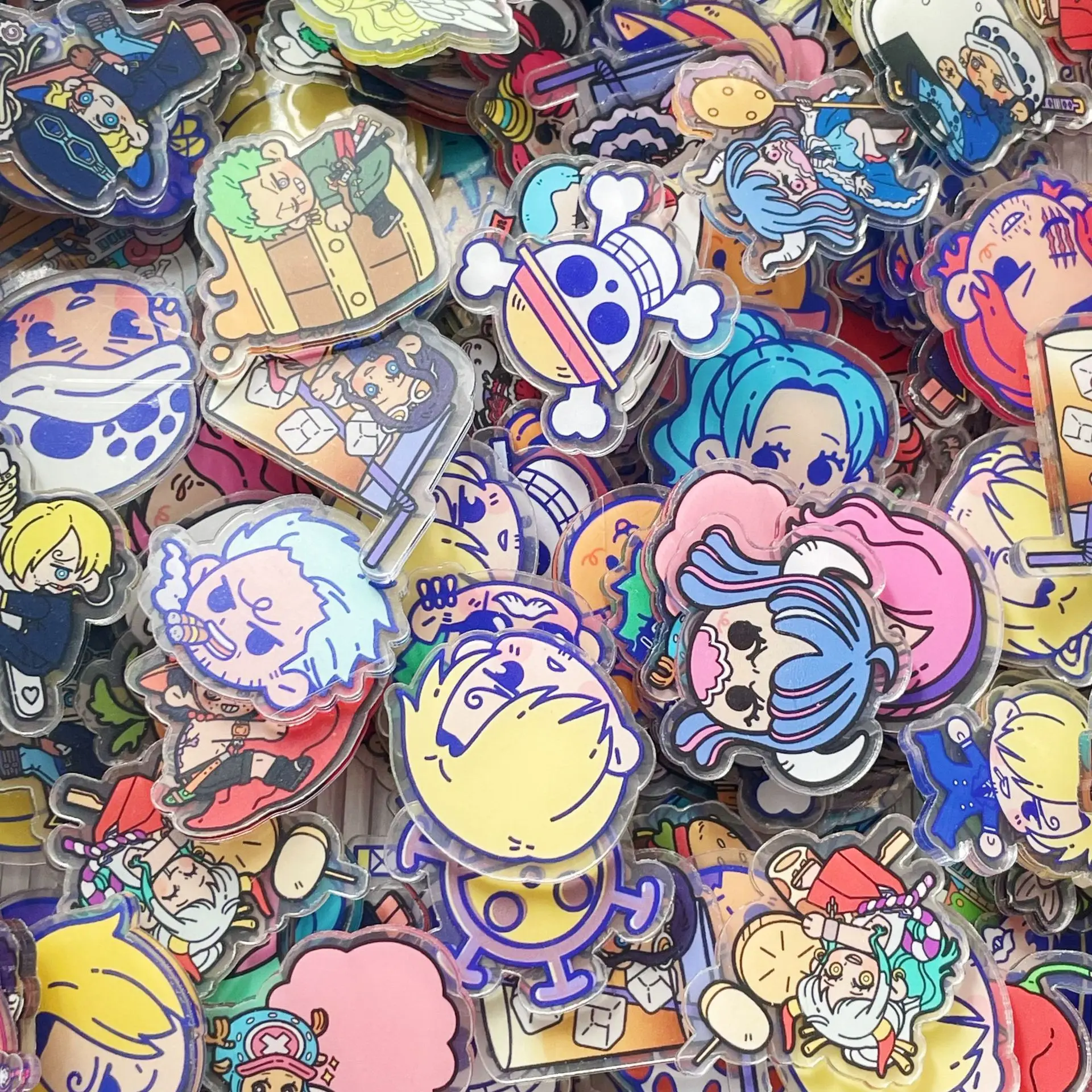 4cm 100/500g ONE PIECE Jujutsu Kaisen Demon Slayer Acrylic Cartoon Series Handmade DIY Keychain PP Clip Accessories Material image 3