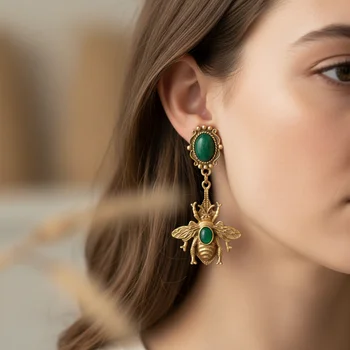 Baroque Bee Drop Earrings
