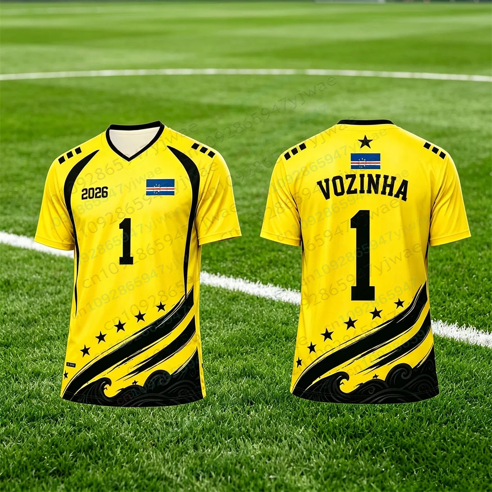2026 Cabo Verde No.1 Vozinha Football Jersey Soccer Shirt Top Loose Breathable Speed Drying Sportswear Top Men Women T-Shirt