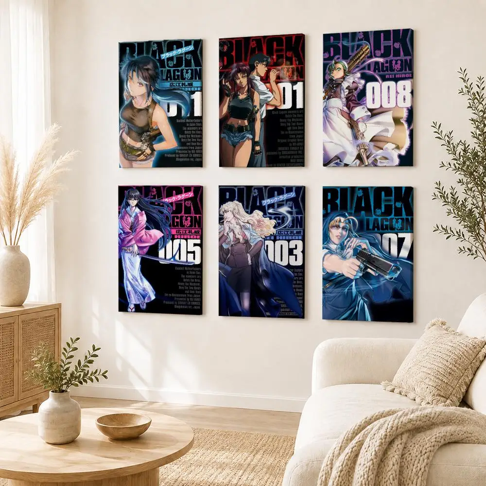 Classic Anime B-BLACK LAGOON Poster Self Adhesive Aesthetic Wall Art Picture for Living Room Home Decoration Gift