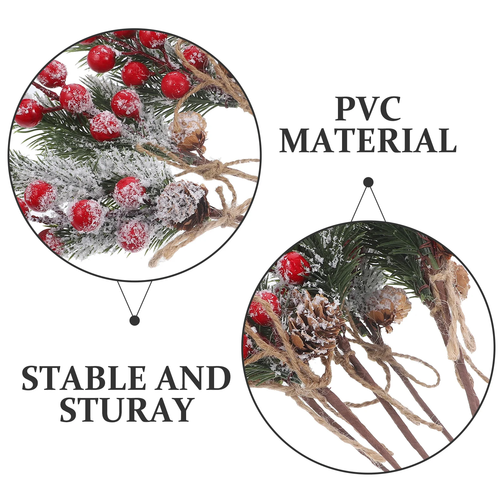 

6 Pcs Artificial Fruits Berry Picks Decorative Frosted Pine Greenery Holiday Floral Cone PVC