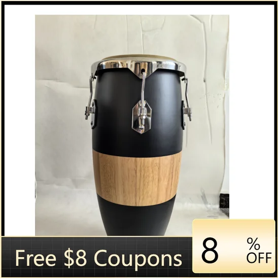 

STLF Percussion Instrument Conga Drum 10+11,11+12 Inch with Stand 10+11 "electroplated Pieces Frosted Black Book Spliced Oak