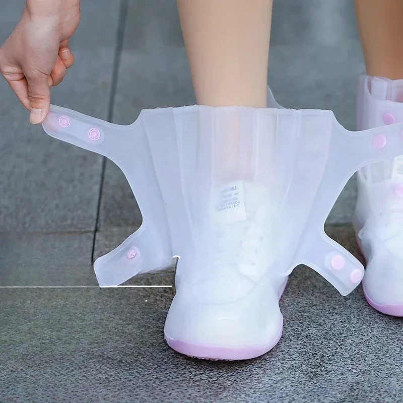 مجموعة واحدة من أغطية أحذية المطر للأطفال المقاومة للماء وغير قابلة للانزلاق، تصميم كرتوني وحيد القرن، كالوشات مطر صلبة من مادة PVC بسحاب #4