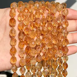 8x7mm AAA Faceted Oval Stone Natural Citrine Spacer Beads For Jewelry Making DIY Bracelets Accessories 7.5inch