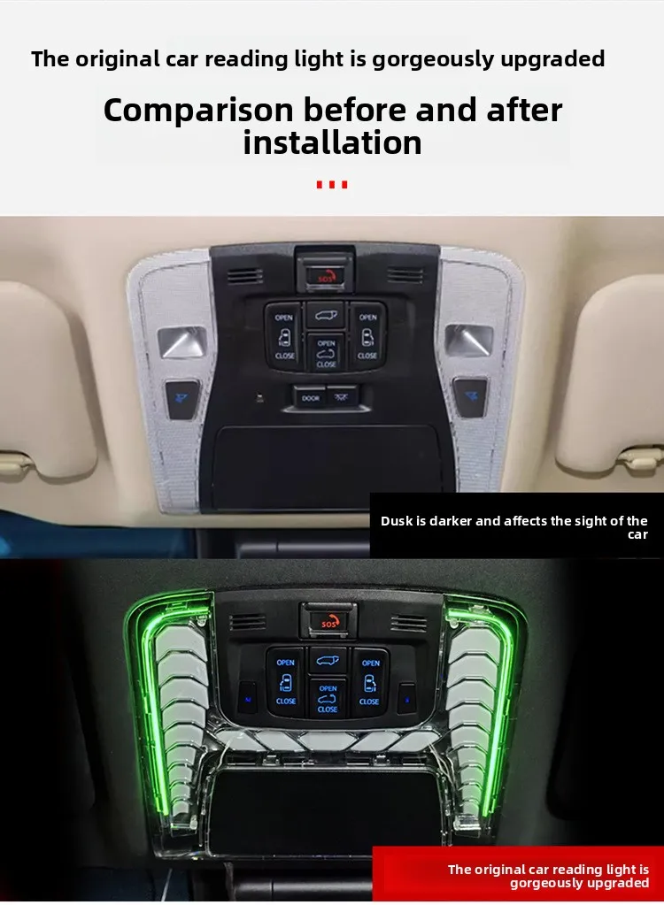 Car Front Ceiling Reading Lamp Colorful Led Atmosphere Light Car Interior Modification Accessories For Toyota Alphard 30 Series