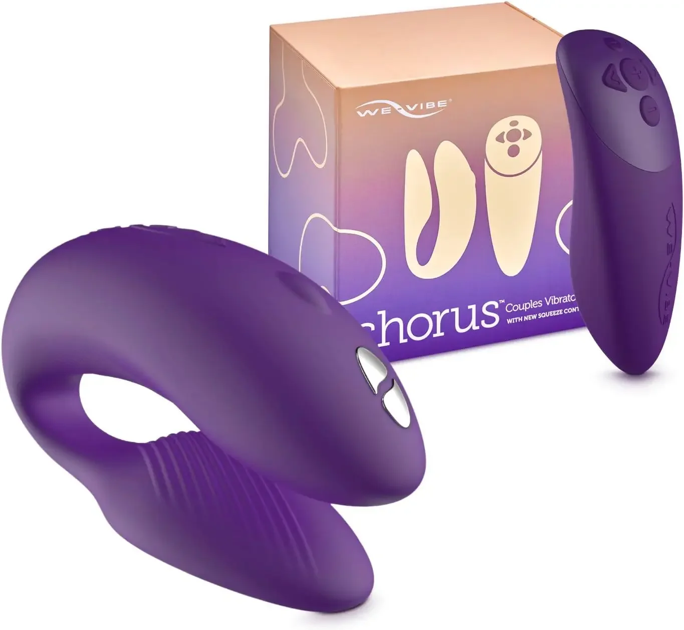 

We-Vibe Chorus Couples Vibrator - Vibrating Sex Toy - G-spot Clitoris & Penis Stimulation - Squeeze Remote & App Controlled