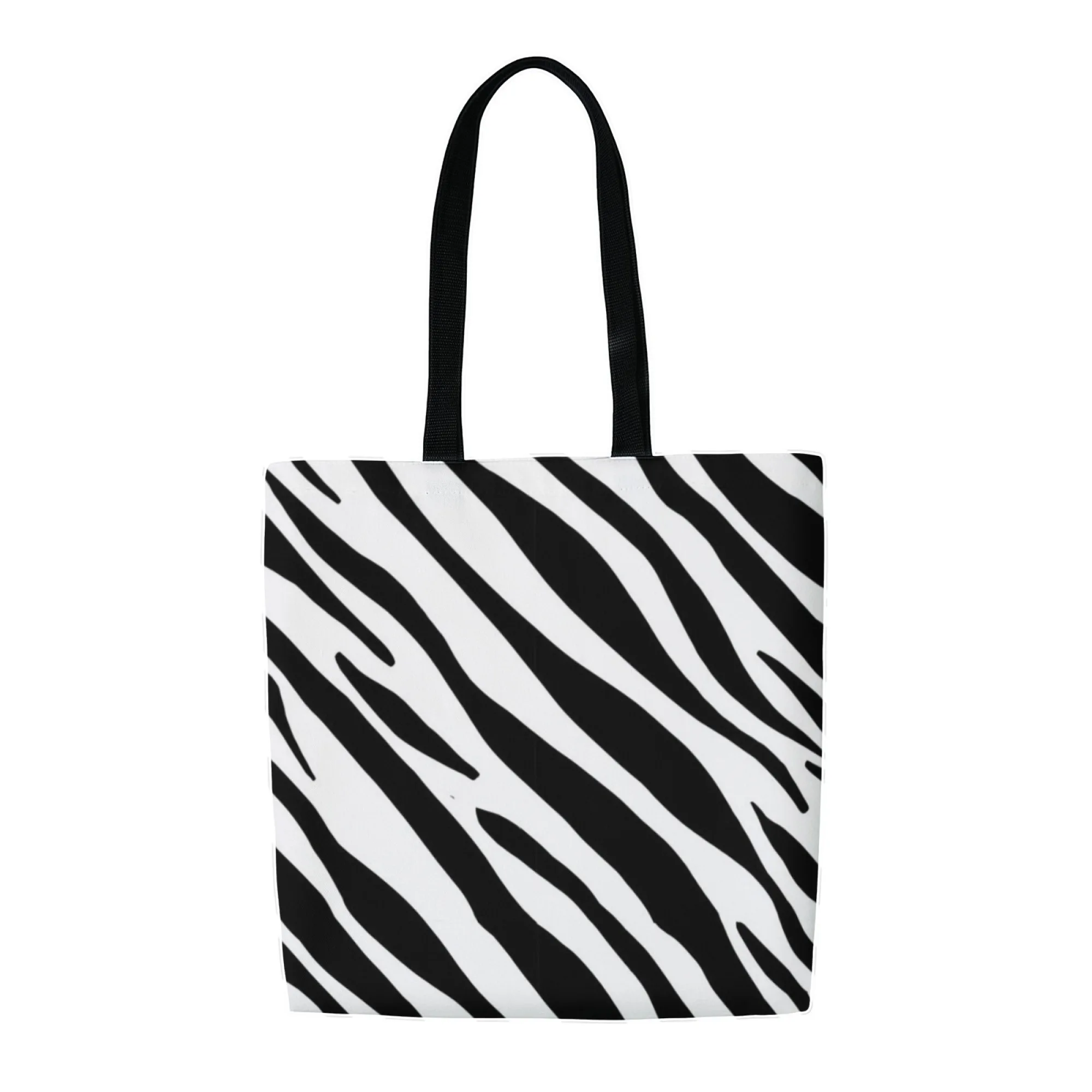 Eco-Friendly Zebra Print Canvas Tote Women Bag Black & White Animal Illustration Bag for Women Ideal for Eco-Conscious Users