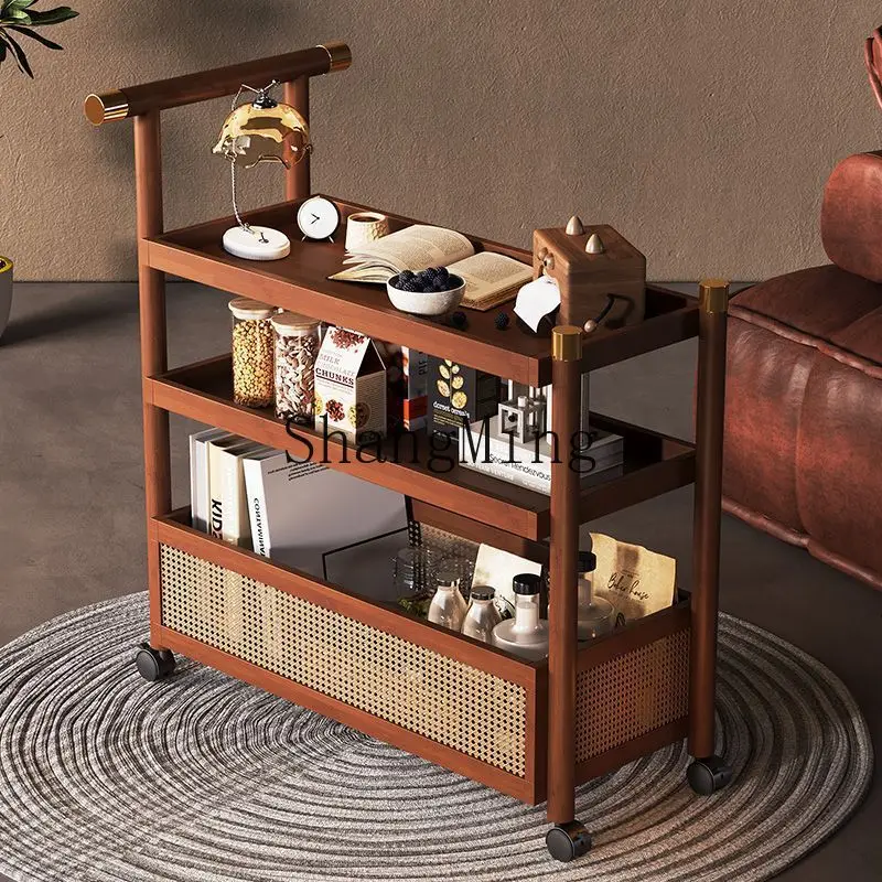 

CL Vintage Small Cart Snack Storage Rack Restaurant Living Room Movable Coffee Storage Rack Home Table