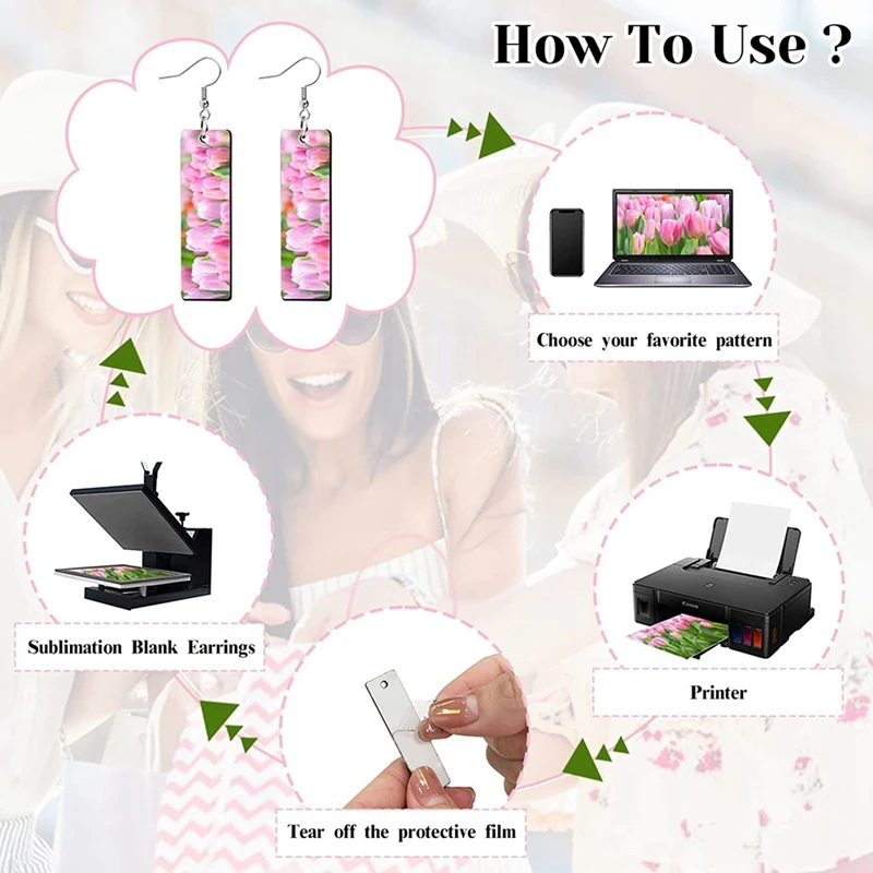 50Pcs Sublimation Blank Earrings Rectangular, Heat Transfer Earring Pendant With Earring Bags, DIY Making Sublimation