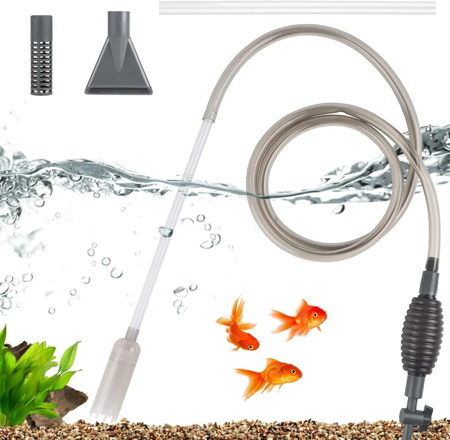 Large Aquarium Fish Tank Siphon Vacuum Gravel/Sand Washing and Water Changing Cleaning Tool Kit with Extension Tube Fish Tank