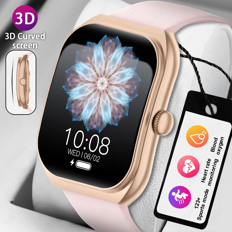 

LIGE Smart Watch Woman 2.01''AMOLED 3D Curved Screen Waterproof Bluetooth Call AI Vioce Assistant Sports Fitness Smartwatch Men