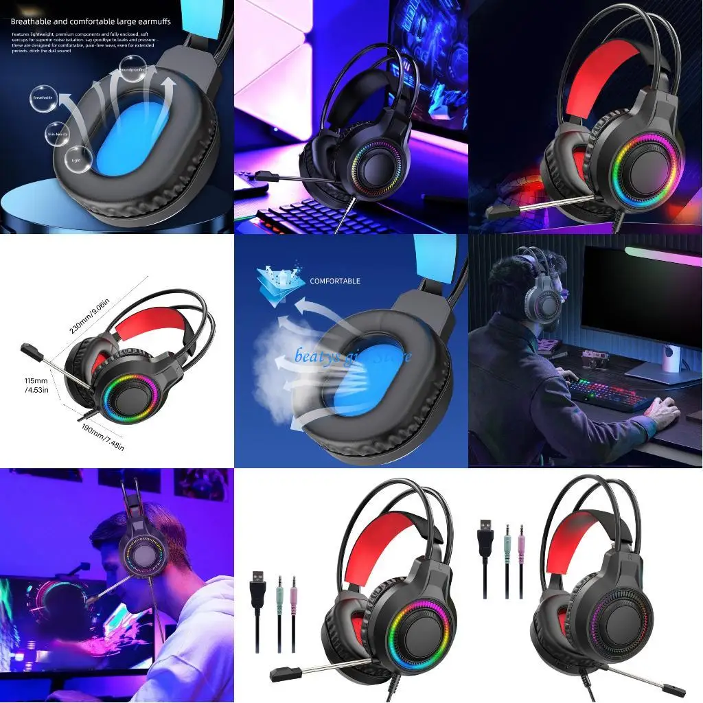 C7AB High Definition Wireds Headphones 40mm Composite Diaphragm Suspension Headband For PC