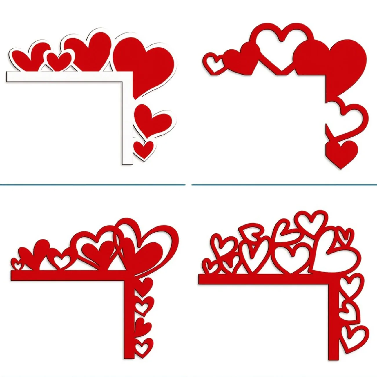 Red Heart Door Corner Wooden Wall Decor, Love Cutout Ornaments with Nano Tape, Drill Free Hanging for Wedding Room Decor