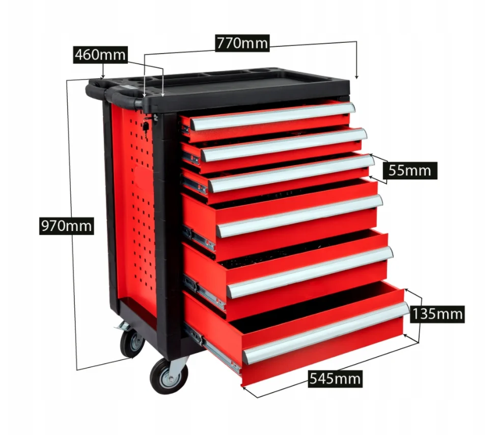 New 6 7 8 Drawer Mobile Rolling Metal 201 Pcs Tool Sets Tool Cabinet Trolley