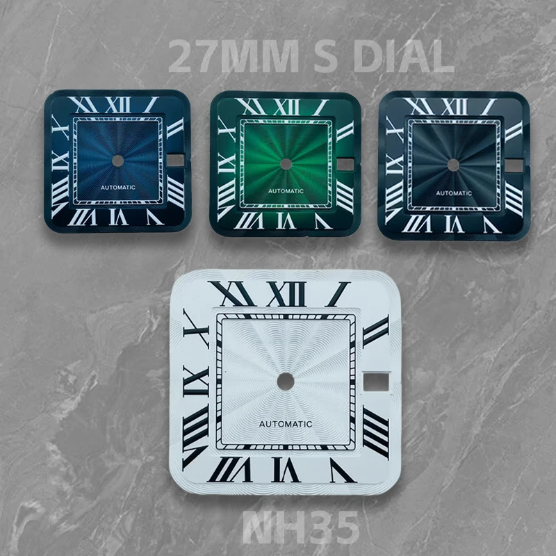 27mm NH35 Square Dial Single Calendar Santos Mechanical Watch S Dial, Suitable for Watch Modification Accessories