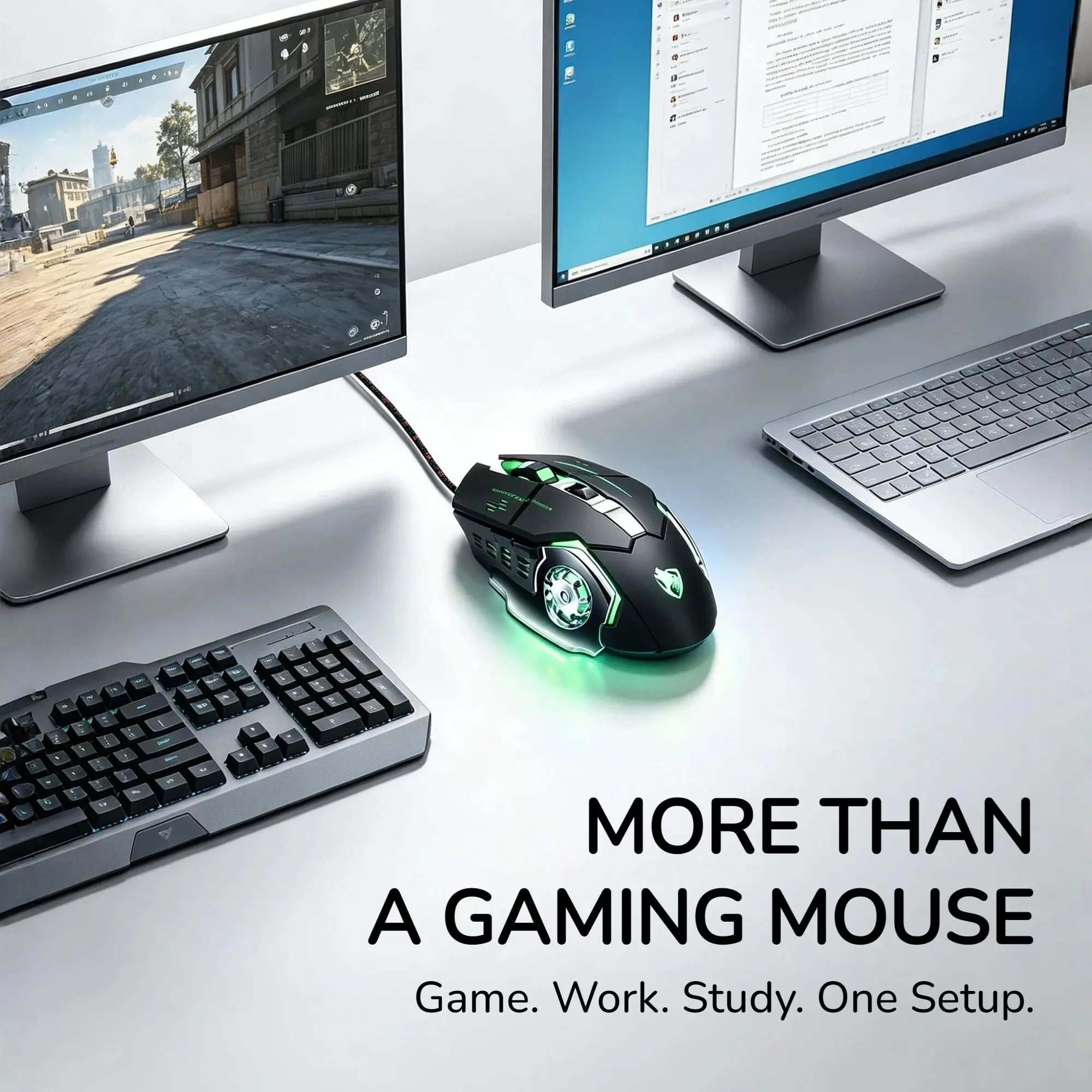 V6 6-Button Wired Gaming Mouse 3600DPI RGB Breathing Light Mechanical Feel Anti-Break Braided Cable Ergonomic for PC Laptop