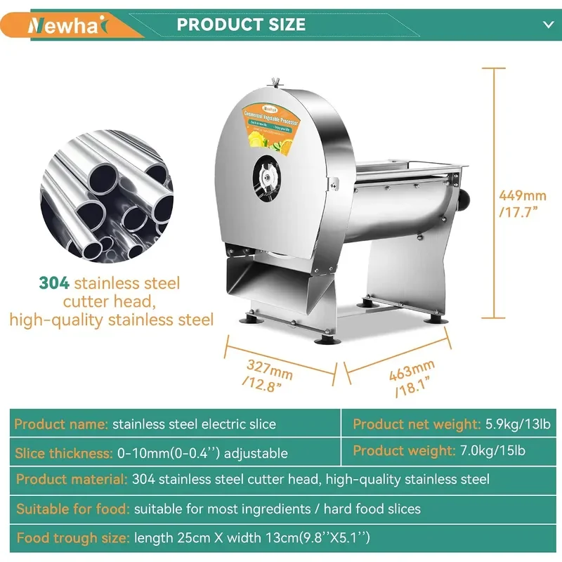 Commercial Electric Vegetable Slicer 0-0.4 Inch Fruit Slicing Machine