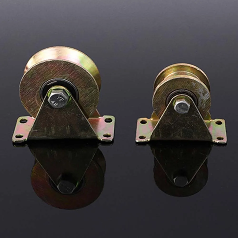 

2pcs Heavy Duty V Groove Pulleys Double Axis Bearing Smooth Rolling V Sliding Track Wheels 2.5 / 3 Inch Industrial Grade