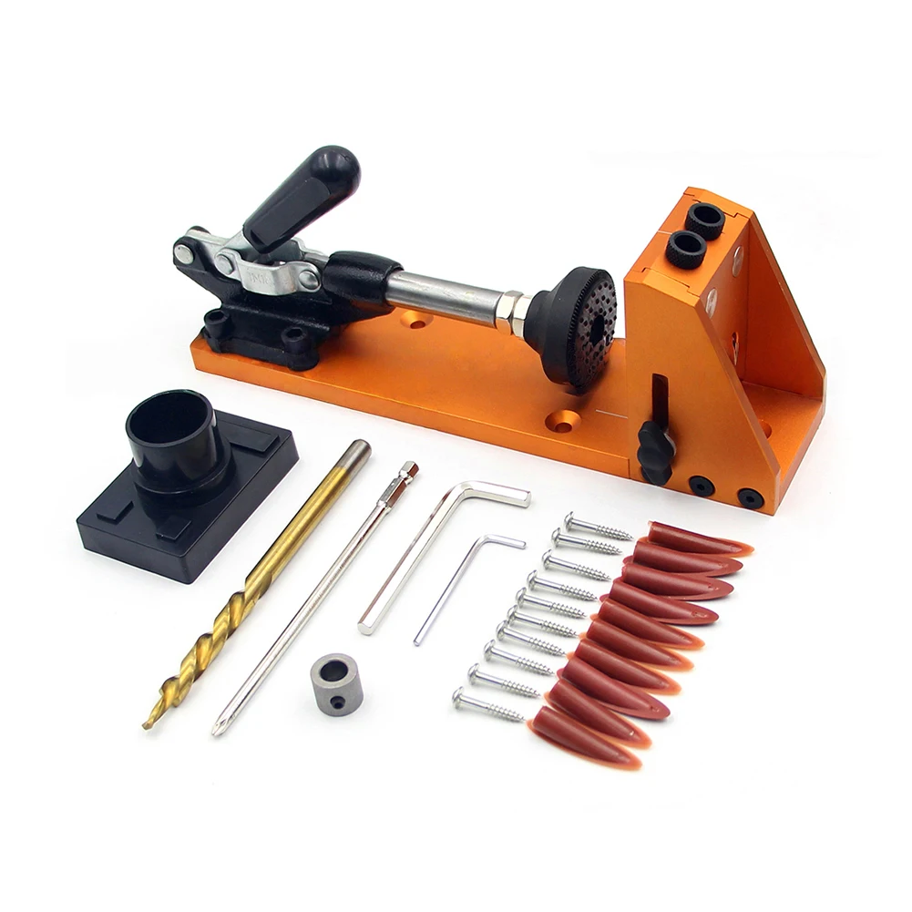 

Pocket Hole Jig Kit For Woodworking Projects With Dust Port Adjustable Positioning Quick Clamping And Complete Accessory Set