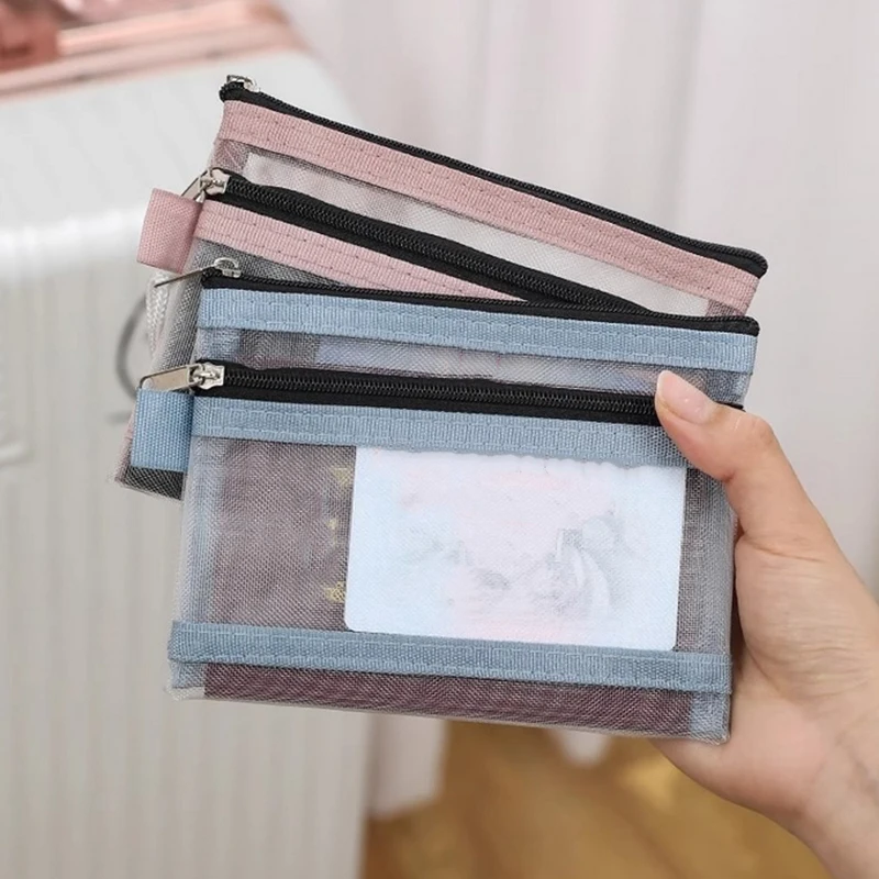 Kleine Mesh Doppelschicht Münztüten Bus ID Kreditkarte Aufbewahrungstasche Geld Geldbörse Kopfhörer Kabel Linie Organizer Tasche