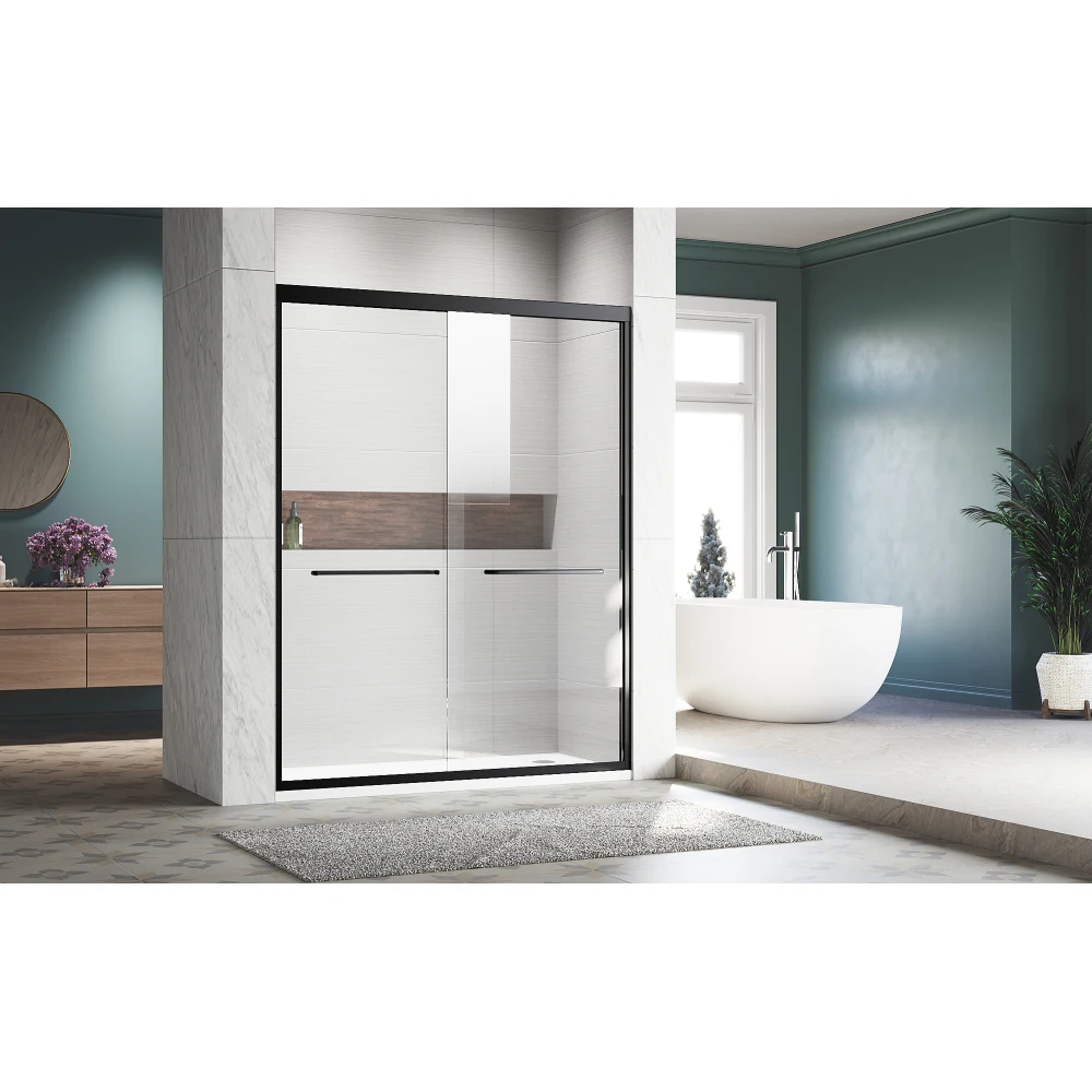 Sliding Shower Glass Door 50-54 in. W x 72 in. H, Adjustable Semi Frameless Shower Door, Certified Thick Clear Clear Tempered