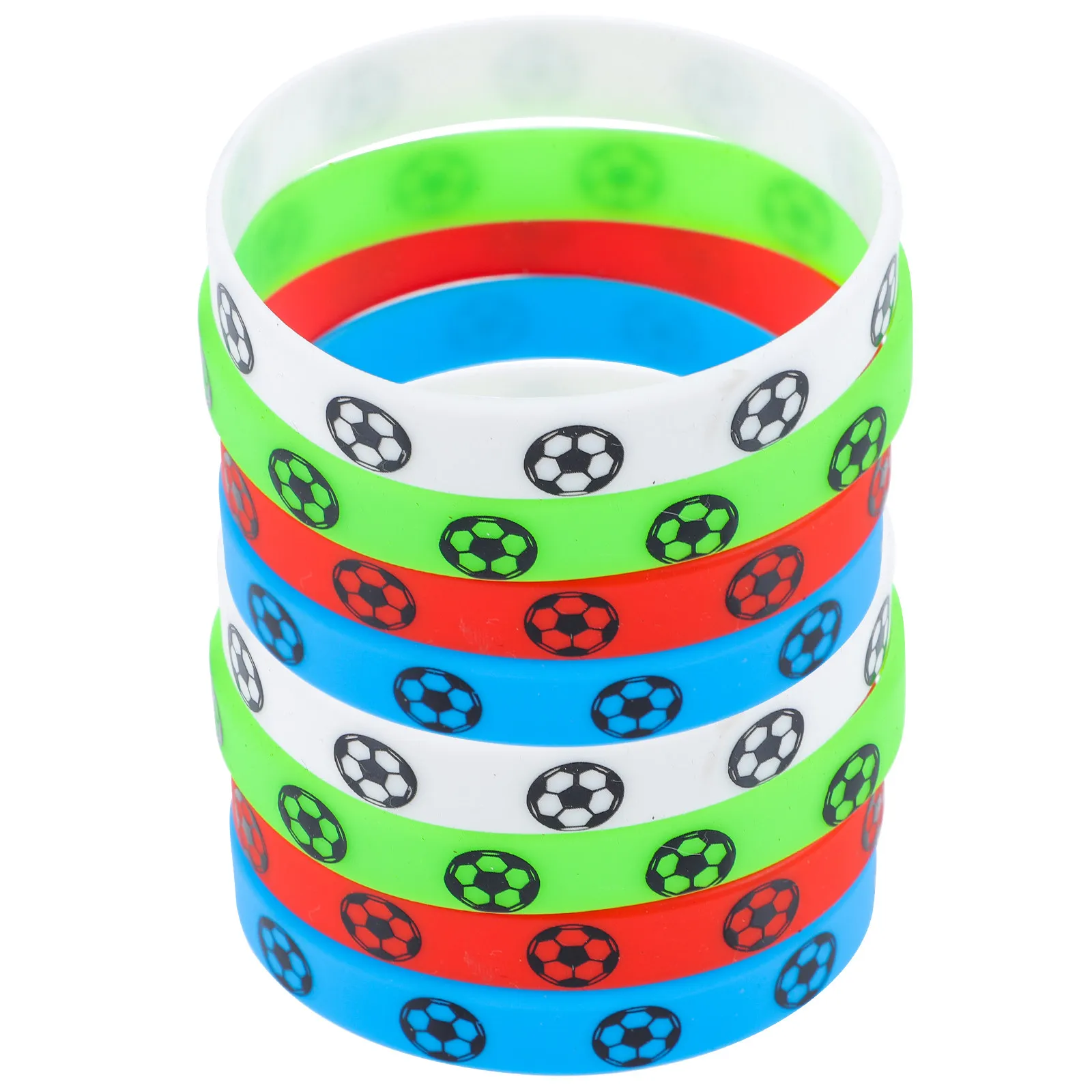

8Pcs Football Silicone Wristbands Soft Stretch Soccer Bracelets Chic Sports Party Fan Accessories Wear-Resistant Reusable