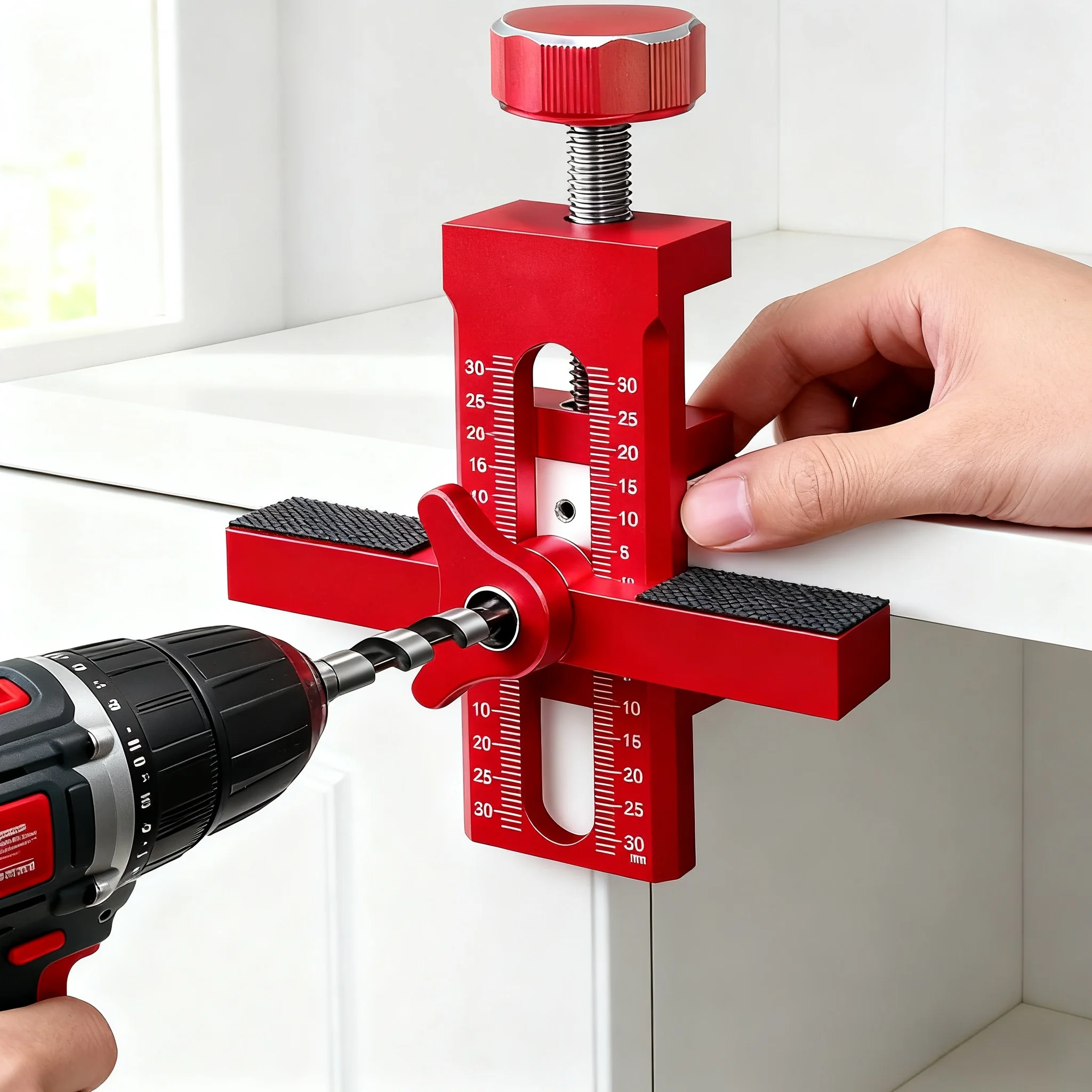 أداة تركيب باب خزانة النجارة مع أداة تحديد موقع باب الخزانة القابلة للتعديل، أداة تركيب سريع لأبواب الخزانة #1