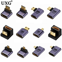 1pcs UHD 8K 48Gbps HDMI 2.1V Adapter 90 270 Degree Right Angle Mini Micro HD Male To HDMI-Compatible Female Adapter Contector