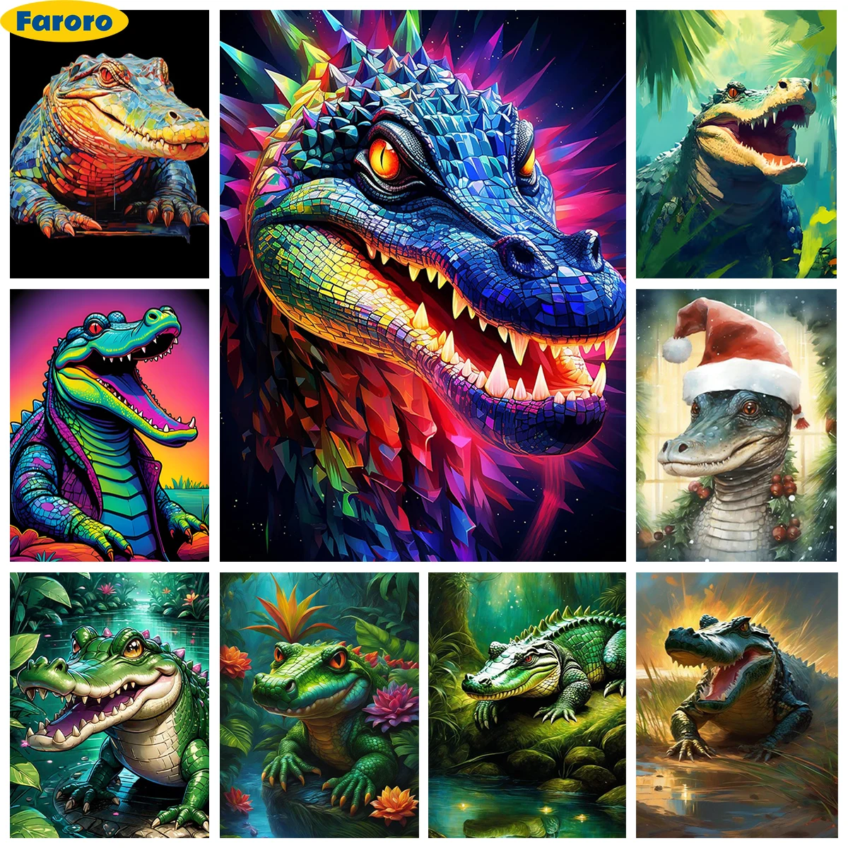 Crocodile 5D Diamond Painting Amphibian Animal Picture Diy Diamond Embroidery Cross Stitch Handmade Gift Home Wall Art Decor