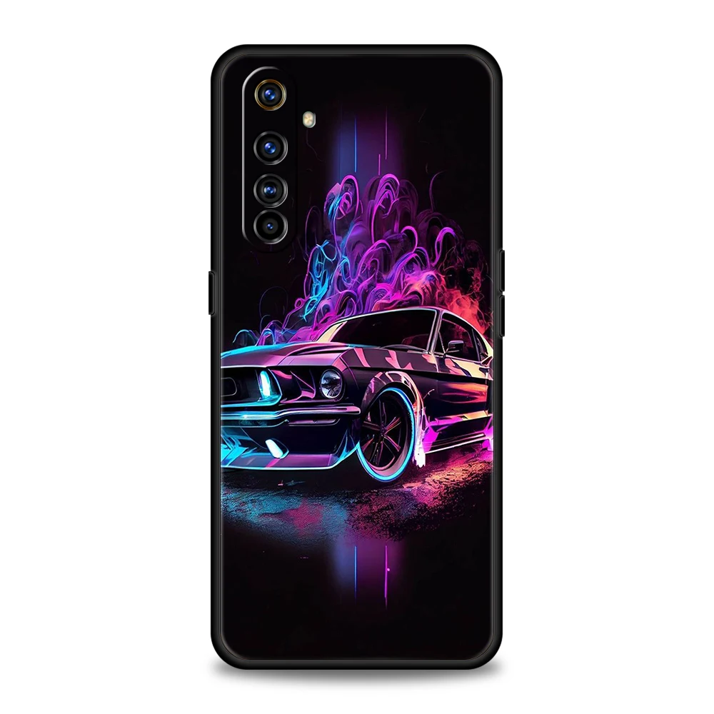 New Sports Car Shape Phone Case for Realme 8 9 10 8i 9i 6 7 GT2 C21 C25 C11 GT Neo 3T Pro Plus 5G Shockproof Silicone Shell Bags