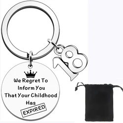 18th Birthday Keyring Gifts for Girls Boys Keyring Inform You That Your Childhood Has Expired Stainless Steel Keychain