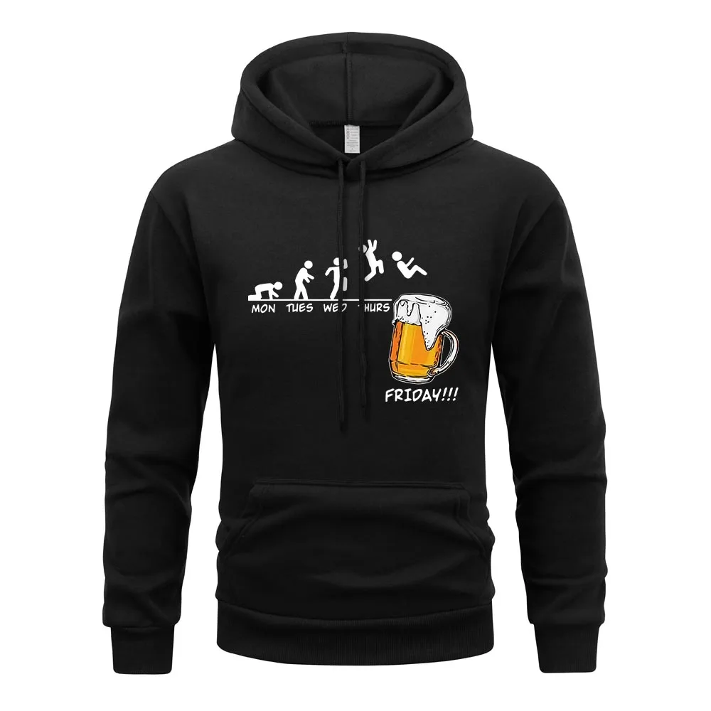 Friday Beer Day Hoodie Men Gradually Relaxing Week Hoodies Fashion Loose Sweatshirt Streetwear Spors Hoody Men's Clothing