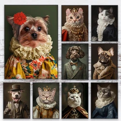 Custom Renaissance Queen Cat With Crown Poster Personalized Royal Pet Portrait From Photo Canvas Painting Prints Decor Gifts