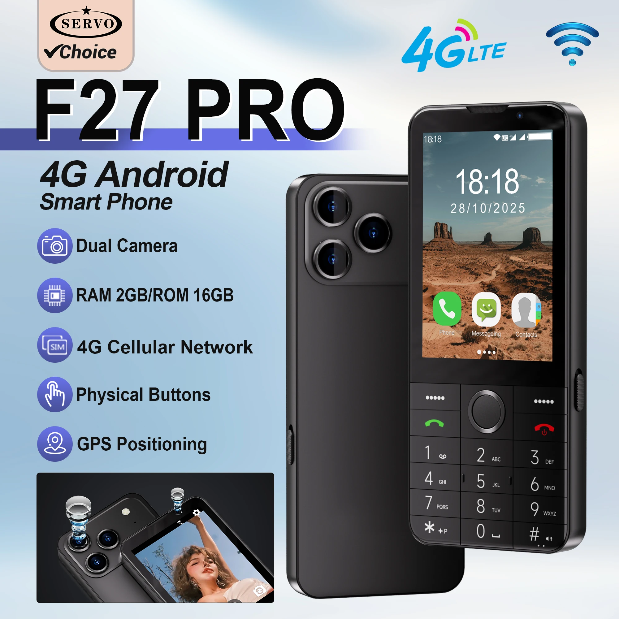 SERVO F27 PRO Button Android Smartphone 4G LTE 3.5