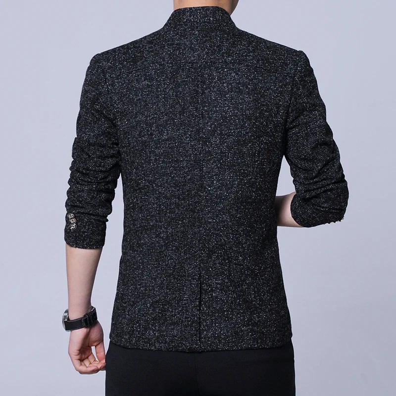 Chaqueta informal de Boutique para hombre, abrigo de traje de negocios con cuello levantado, botones de Metal, blazer ajustado, 2023