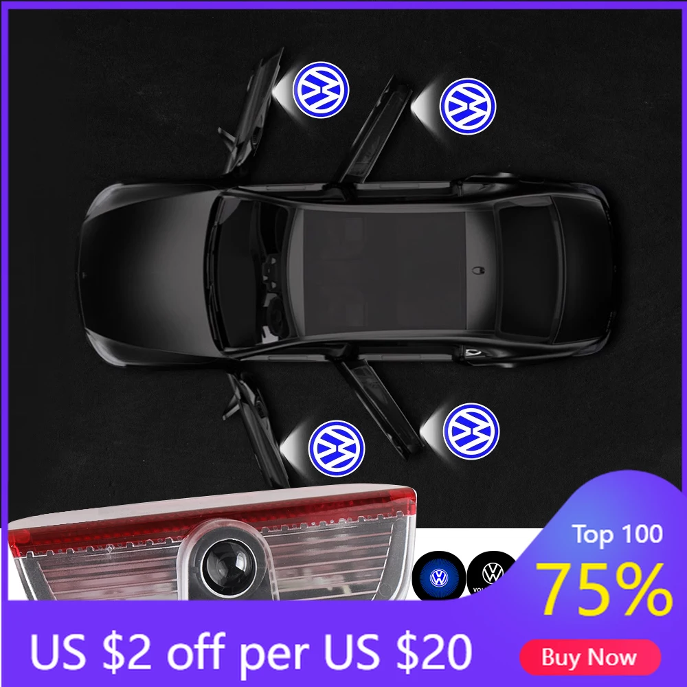 

VW GTI GOLF 2026 Горячий для VW VOLKSWAGEN для Volkswagen VW Touran Caddy Touareg Golf Passat Scirocco 2 шт. Автомобильный дверной светильник с логотипом лазера