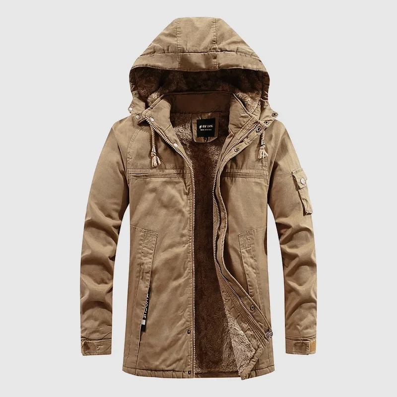 New Winter Men Hooded Long Jackets Fleece Warm Parkas Down Jackets Good Quality Male Cotton Outdoors Casual Winter Coats Size 4X