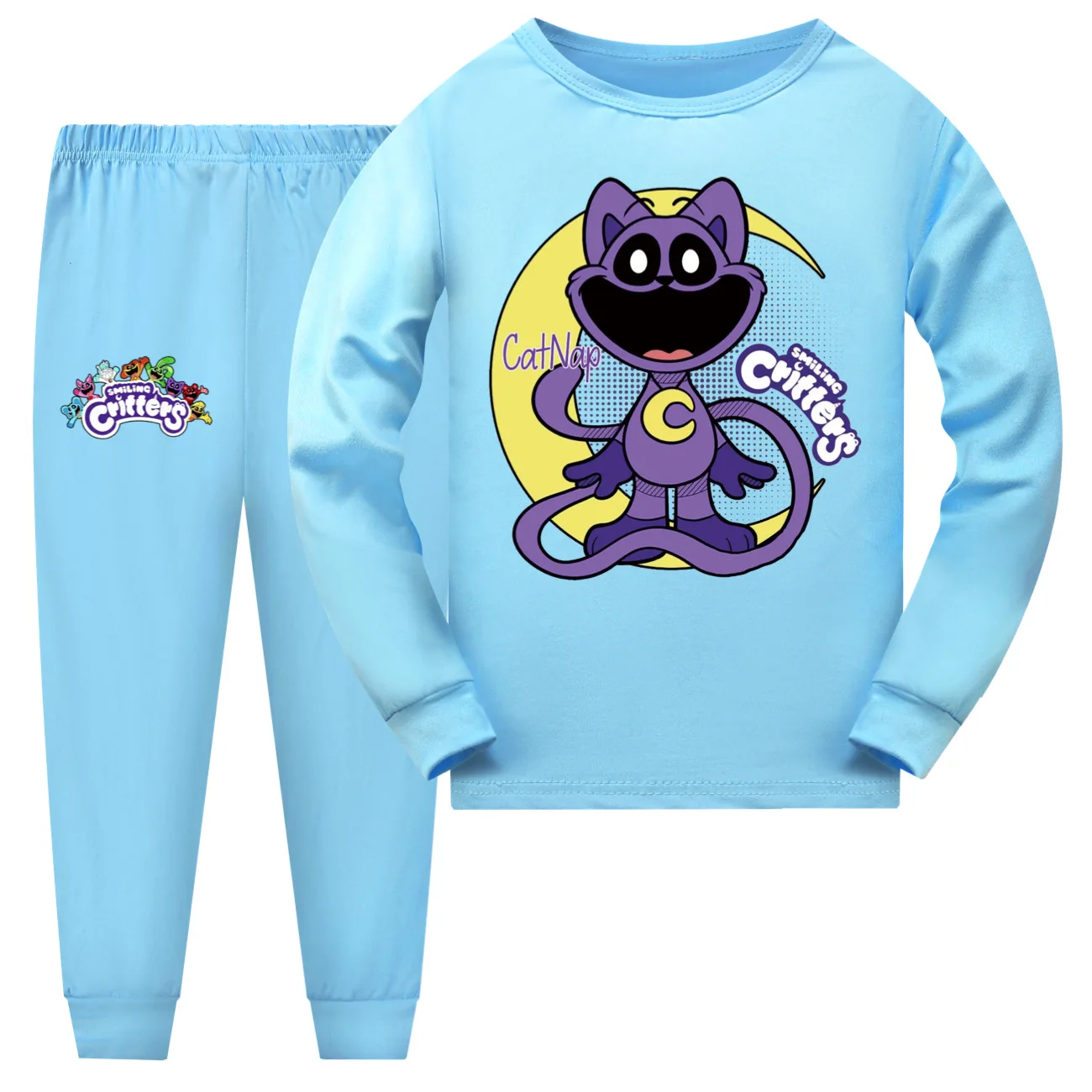 Game Critters Smiling Costumes Kids Cartoon Catnap Pajamas Sets Baby Girls Long Sleeve Tops Pants Teenager Boys Casaul Sleepwear