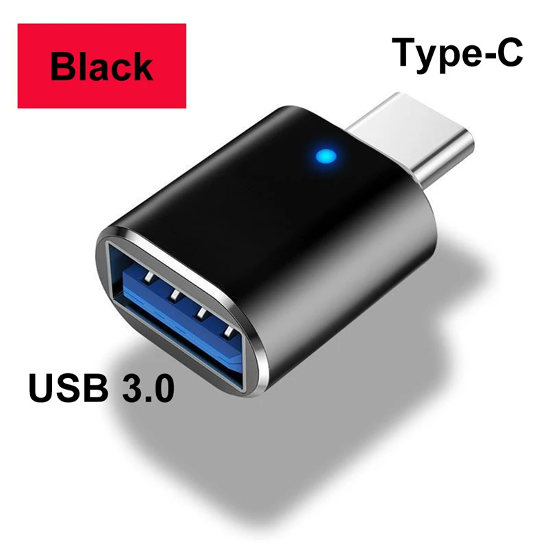 NNBILI 1-5 stücke USB 3,0 Zu Typ C Adapter LED OTG Zu USB C Stecker Auf USB EINE Buchse Für HUAWEI Samsung Xiaomi POCO Adapter