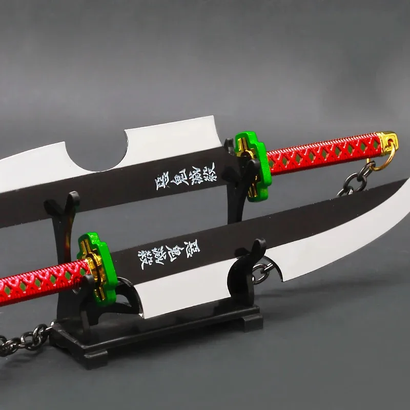CySound Hashira Uzui Tengen Dual Giant Nichirin Cleavers Espada de respiração sonora Coleção de modelos de metal pequeno