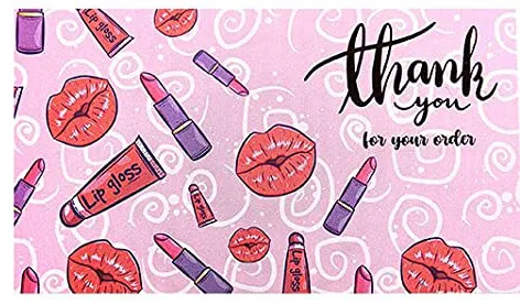 10-50 Pieces Liptick Thank You Card 2*3.5inch  Custom Card Small Business Gift Decoration Label Goods Follow Card