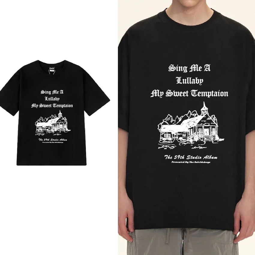 2024 Suicideboys sing me a lullaby print black T shirts Men Women vintage Oversized Tops Unisex 100% Cotton short sleeve T-shirt