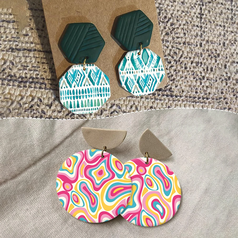 National Style Abstract Pattern Floral Bird Polymer Clay Transfer Paper Stickers for Diy Jewelry Earrings Printing Paper Making