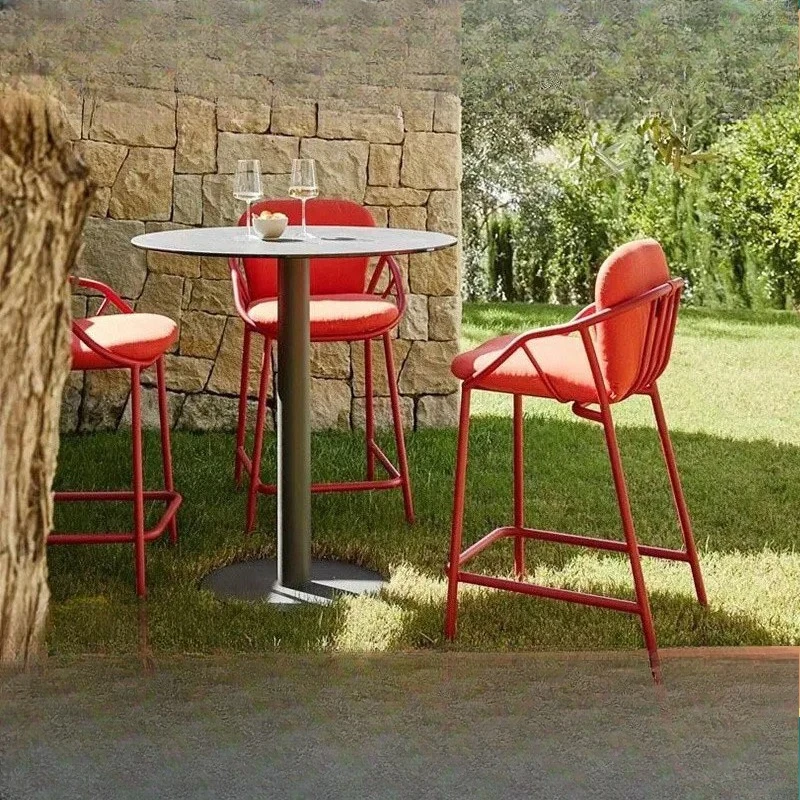 

Outdoor Courtyard Internet Celebrity Garden Coffee High Chair Bar Chairs Outdoor Creative Leisure Table and Chairs